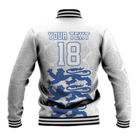 Custom England Fooball Baseball Jacket The Three Lions Blue Version