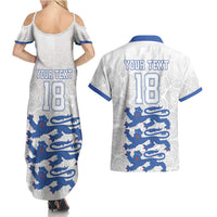 Custom England Fooball Couples Matching Summer Maxi Dress and Hawaiian Shirt The Three Lions Blue Version
