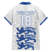 Custom England Fooball Family Matching Puletasi and Hawaiian Shirt The Three Lions Blue Version