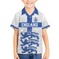Custom England Fooball Family Matching Puletasi and Hawaiian Shirt The Three Lions Blue Version