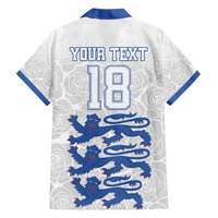 Custom England Fooball Hawaiian Shirt The Three Lions Blue Version