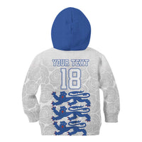 Custom England Fooball Kid Hoodie The Three Lions Blue Version