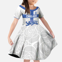 Custom England Fooball Kid Short Sleeve Dress The Three Lions Blue Version