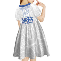 Custom England Fooball Kid Short Sleeve Dress The Three Lions Blue Version