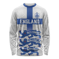 Custom England Fooball Long Sleeve Shirt The Three Lions Blue Version