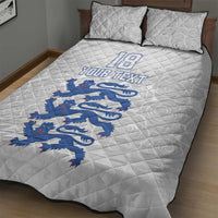 Custom England Fooball Quilt Bed Set The Three Lions Blue Version