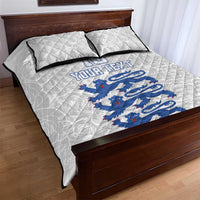 Custom England Fooball Quilt Bed Set The Three Lions Blue Version