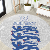 Custom England Fooball Round Carpet The Three Lions Blue Version