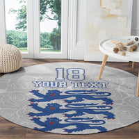 Custom England Fooball Round Carpet The Three Lions Blue Version