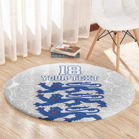 Custom England Fooball Round Carpet The Three Lions Blue Version