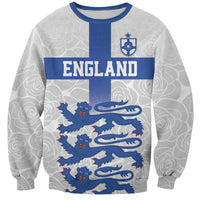Custom England Fooball Sweatshirt The Three Lions Blue Version