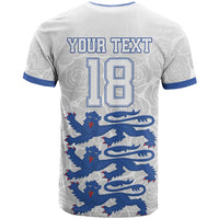 Custom England Fooball T Shirt The Three Lions Blue Version