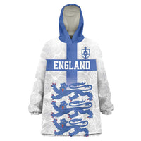 Custom England Fooball Wearable Blanket Hoodie The Three Lions Blue Version