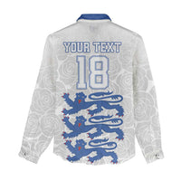 Custom England Fooball Women Casual Shirt The Three Lions Blue Version