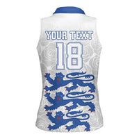 Custom England Fooball Women Sleeveless Polo Shirt The Three Lions Blue Version