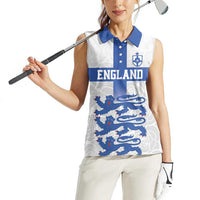 Custom England Fooball Women Sleeveless Polo Shirt The Three Lions Blue Version