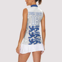 Custom England Fooball Women Sleeveless Polo Shirt The Three Lions Blue Version