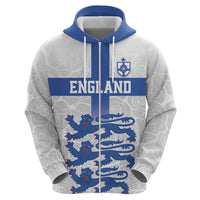 Custom England Fooball Zip Hoodie The Three Lions Blue Version
