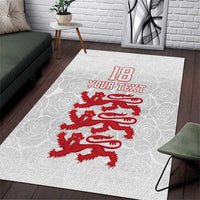 Custom England Fooball Area Rug The Three Lions Red Version