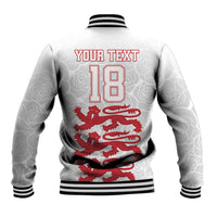 Custom England Fooball Baseball Jacket The Three Lions Red Version