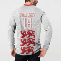 Custom England Fooball Button Sweatshirt The Three Lions Red Version