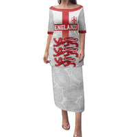 Custom England Fooball Family Matching Puletasi and Hawaiian Shirt The Three Lions Red Version