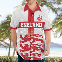 Custom England Fooball Hawaiian Shirt The Three Lions Red Version