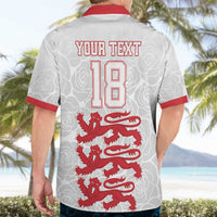 Custom England Fooball Hawaiian Shirt The Three Lions Red Version