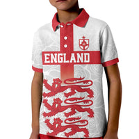 Custom England Fooball Kid Polo Shirt The Three Lions Red Version