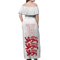 Custom England Fooball Off Shoulder Maxi Dress The Three Lions Red Version