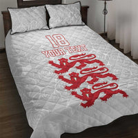 Custom England Fooball Quilt Bed Set The Three Lions Red Version