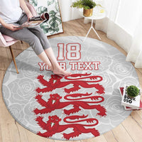 Custom England Fooball Round Carpet The Three Lions Red Version