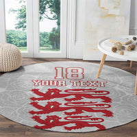 Custom England Fooball Round Carpet The Three Lions Red Version