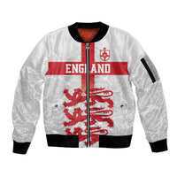Custom England Fooball Sleeve Zip Bomber Jacket The Three Lions Red Version