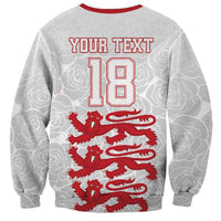Custom England Fooball Sweatshirt The Three Lions Red Version