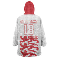 Custom England Fooball Wearable Blanket Hoodie The Three Lions Red Version
