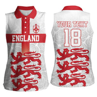 Custom England Fooball Women Sleeveless Polo Shirt The Three Lions Red Version