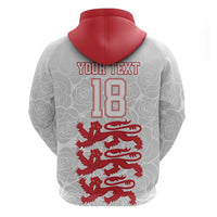 Custom England Fooball Zip Hoodie The Three Lions Red Version