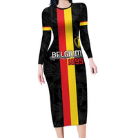 Custom Belgium Football Family Matching Long Sleeve Bodycon Dress and Hawaiian Shirt De Rode Duivels