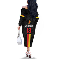 Custom Belgium Football Family Matching Off The Shoulder Long Sleeve Dress and Hawaiian Shirt De Rode Duivels