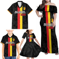 Custom Belgium Football Family Matching Off Shoulder Maxi Dress and Hawaiian Shirt De Rode Duivels
