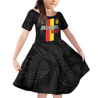 Custom Belgium Football Family Matching Off Shoulder Short Dress and Hawaiian Shirt De Rode Duivels