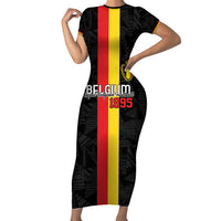 Custom Belgium Football Family Matching Short Sleeve Bodycon Dress and Hawaiian Shirt De Rode Duivels