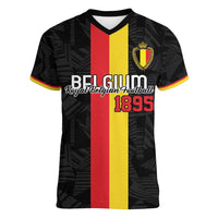 Custom Belgium Football Women V-Neck T-Shirt De Rode Duivels