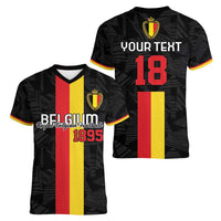 Custom Belgium Football Women V-Neck T-Shirt De Rode Duivels