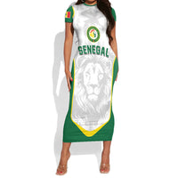 Custom Senegal Football 2026 Short Sleeve Bodycon Dress Proud Lions of Teranga Spirit