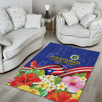 Puerto Rico Coat Of Arm Area Rug With Thespesia Grandiflora Flowers - Wonder Print Shop