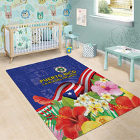 Puerto Rico Coat Of Arm Area Rug With Thespesia Grandiflora Flowers - Wonder Print Shop