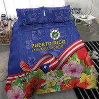 Puerto Rico Coat Of Arm Bedding Set With Thespesia Grandiflora Flowers - Wonder Print Shop