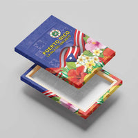 Puerto Rico Coat Of Arm Canvas Wall Art With Thespesia Grandiflora Flowers - Wonder Print Shop